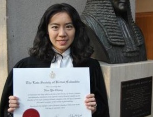 Claire Chang with her law degree